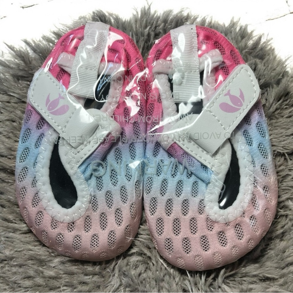 Vibrant Pink and Blue Kids Water Shoes